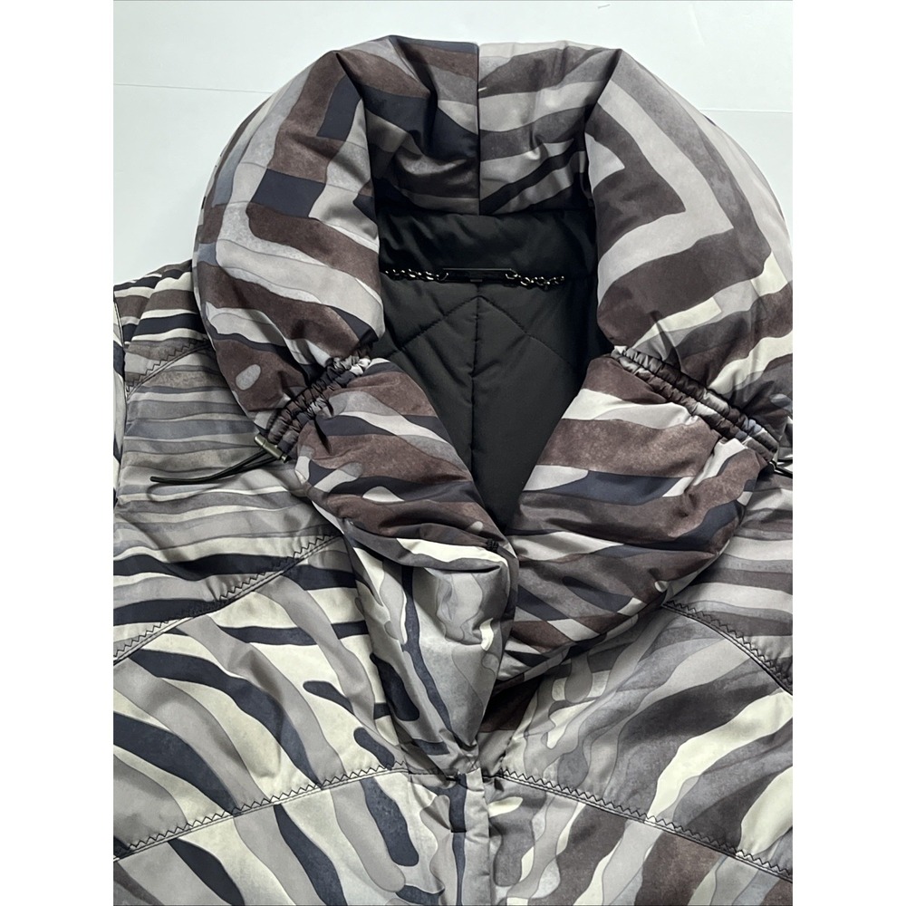 Elie Tahari Camo Puffer Quilted Vest Mock Collar Pockets Sz M Spring Evening - Picture 6 of 16